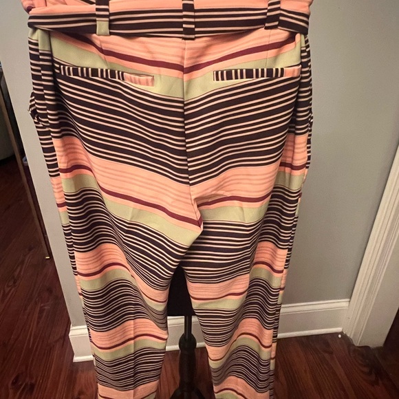 Pink/brown/green button trousers w/ tie belt - Picture 5 of 5